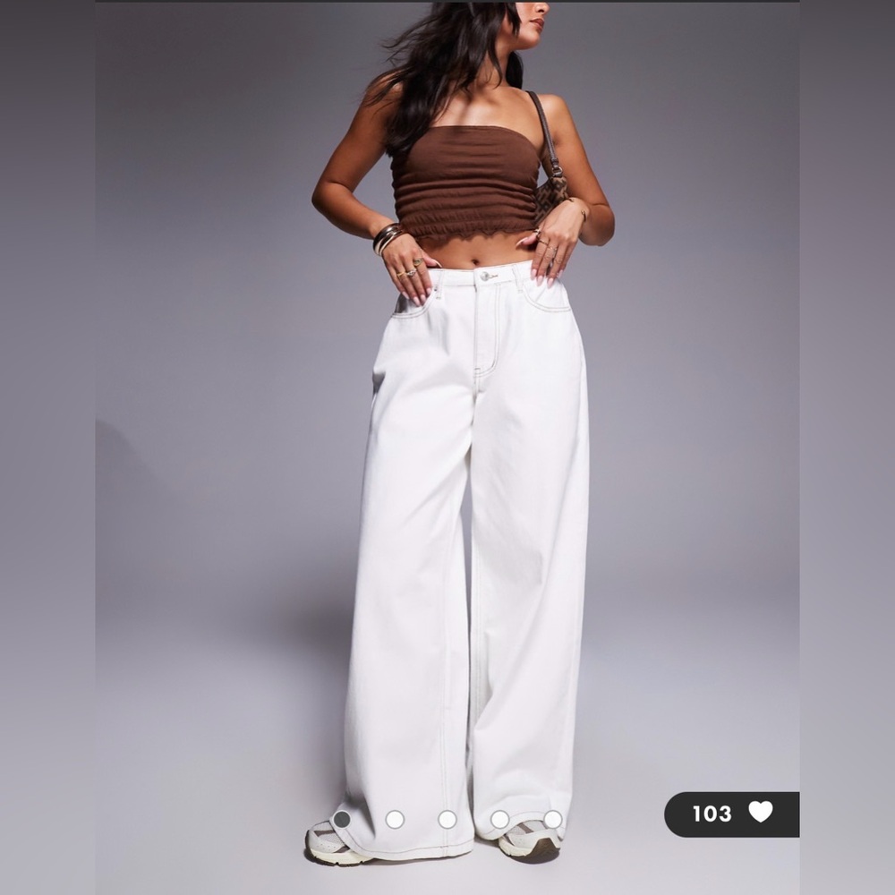 Princess Polly White Wide Leg Flare Jeans